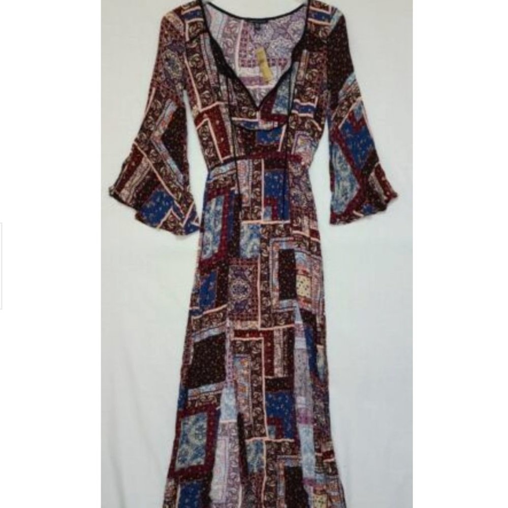 American Eagle Boho Patchwork Maxi Dress